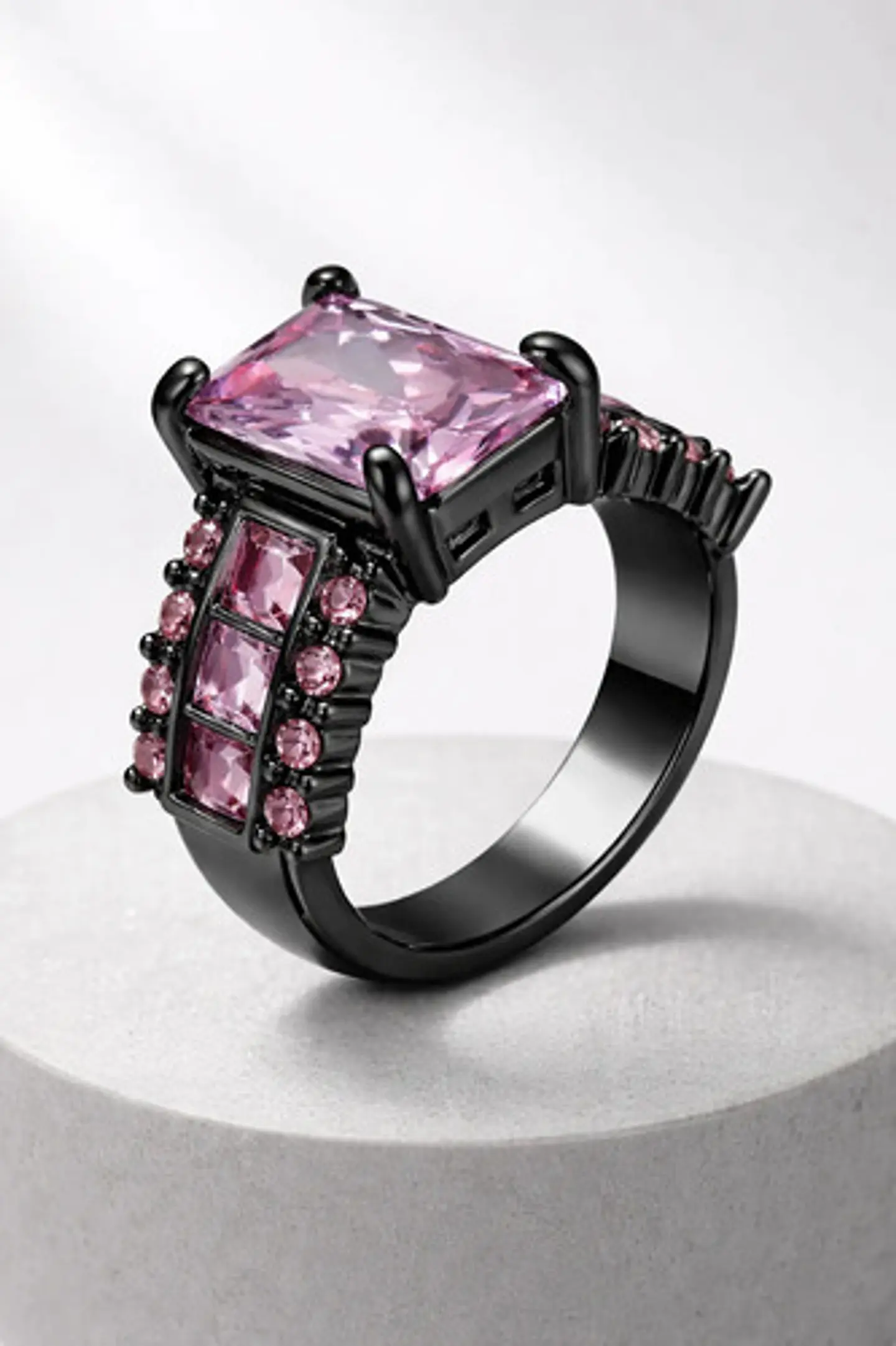 Anillo Vintage Moderno Negro Para Mujeres Con Piedra Cz Lujo 19