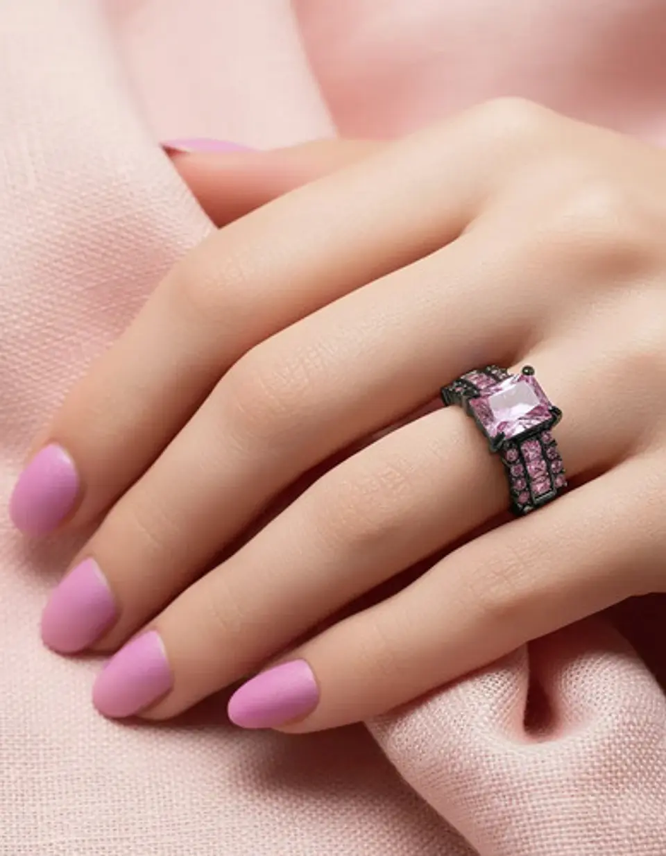 Anillo Vintage Moderno Negro Para Mujeres Con Piedra Cz Lujo 20