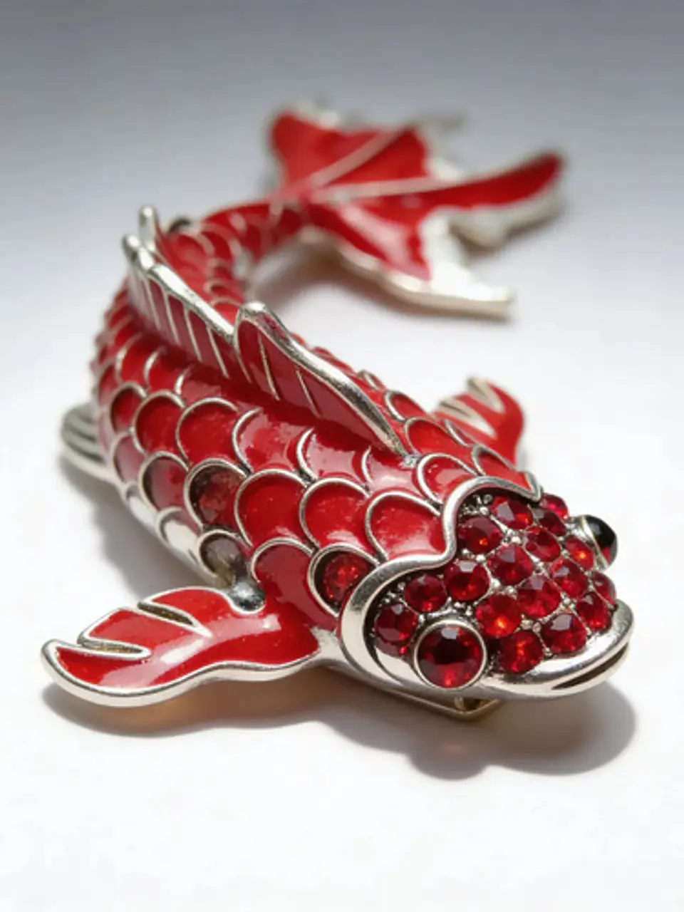 Broche De Alfiler Para Hombre Y Mujer Pez Koi Rojo Esmaltado 2