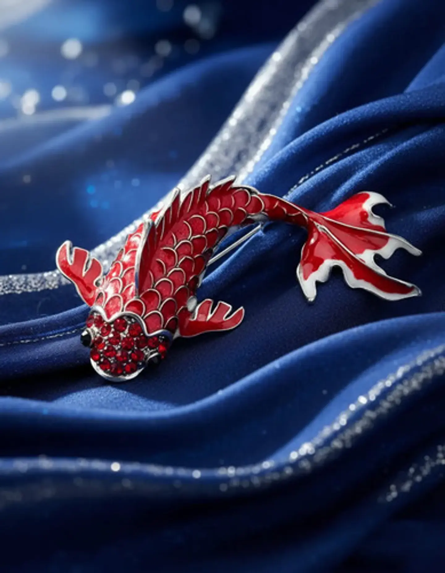 Broche De Alfiler Para Hombre Y Mujer Pez Koi Rojo Esmaltado 4