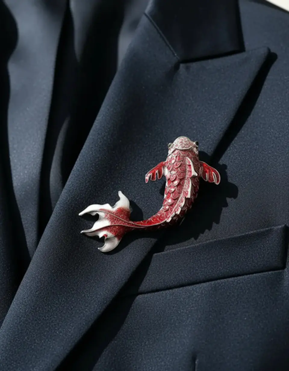 Broche De Alfiler Para Hombre Y Mujer Pez Koi Rojo Esmaltado 6