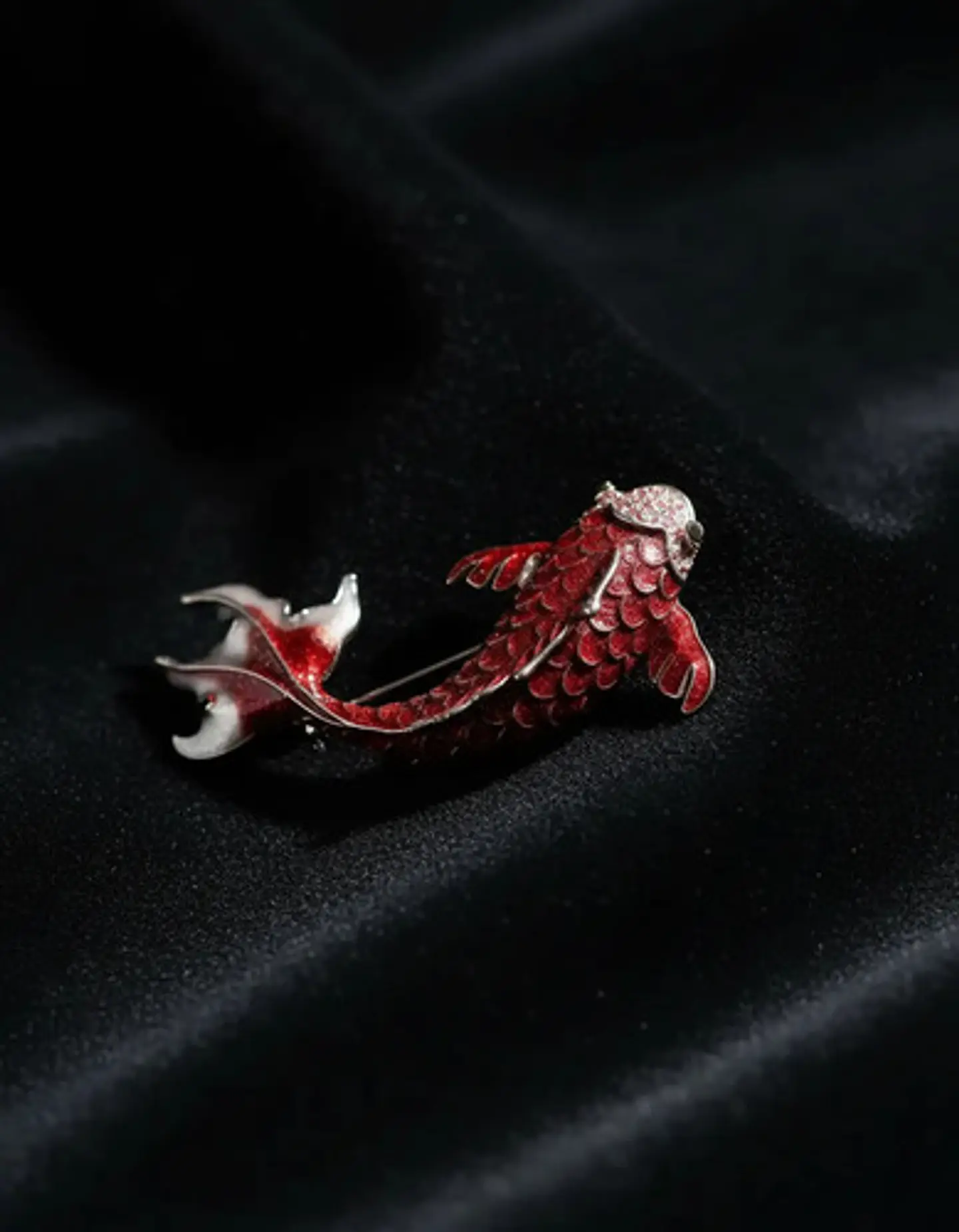 Broche De Alfiler Para Hombre Y Mujer Pez Koi Rojo Esmaltado 7