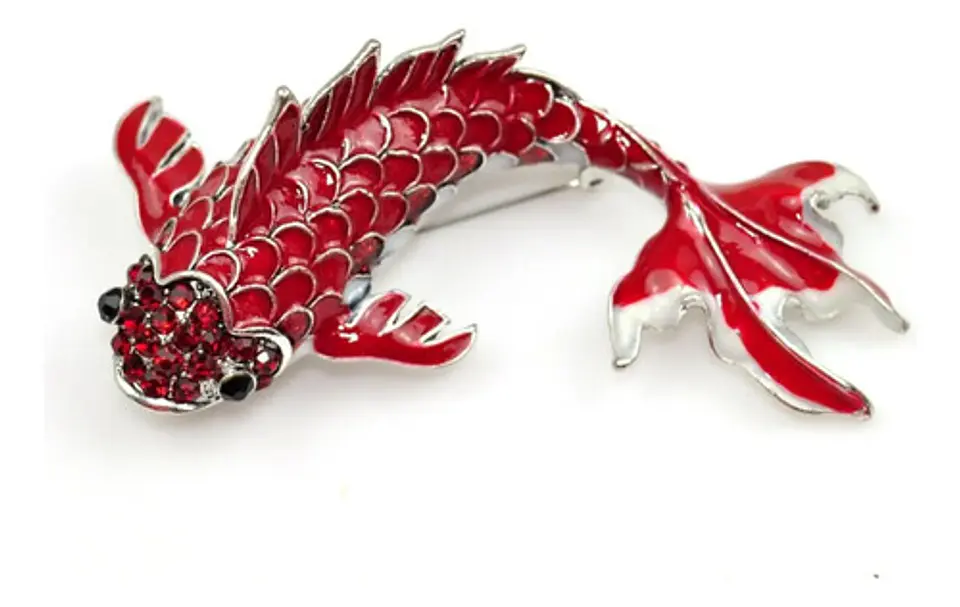 Broche De Alfiler Para Hombre Y Mujer Pez Koi Rojo Esmaltado 8