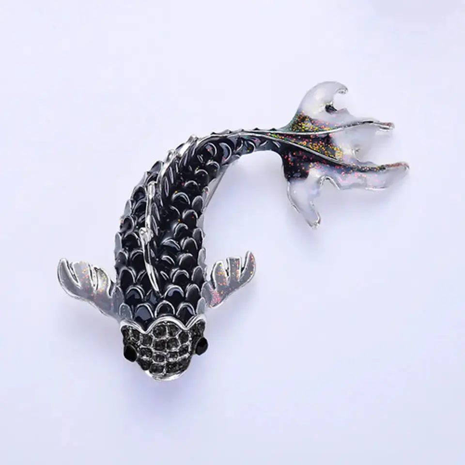 Broche De Alfiler Para Hombre Y Mujer Pez Koi Rojo Esmaltado 13