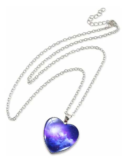 Collar Para Hombres Y Mujeres Dije Corazón Nebulosa Galaxia