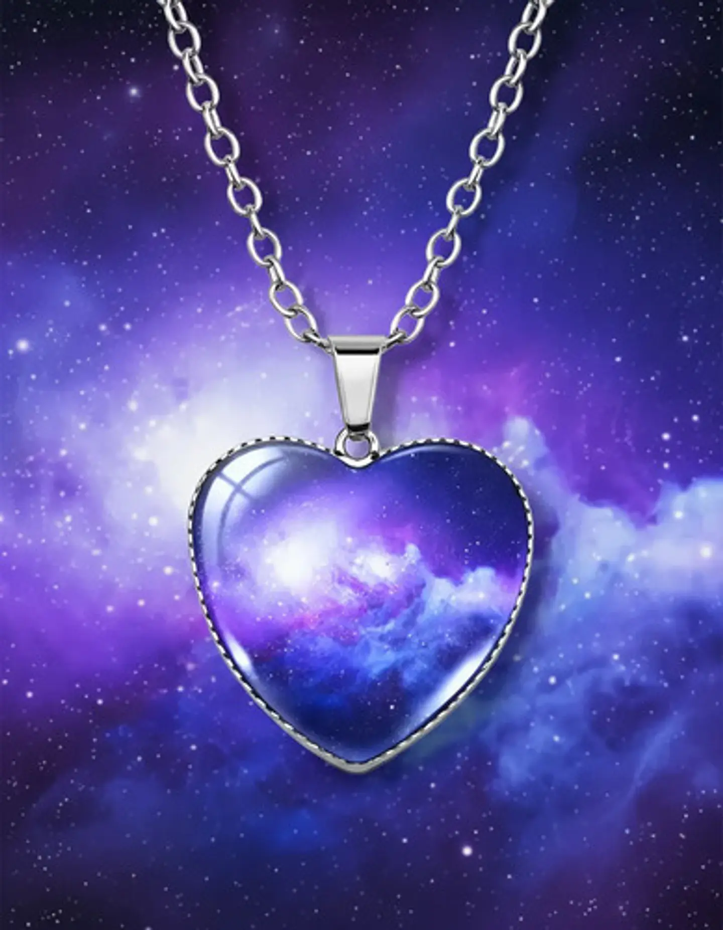 Collar Para Hombres Y Mujeres Dije Corazón Nebulosa Galaxia 4