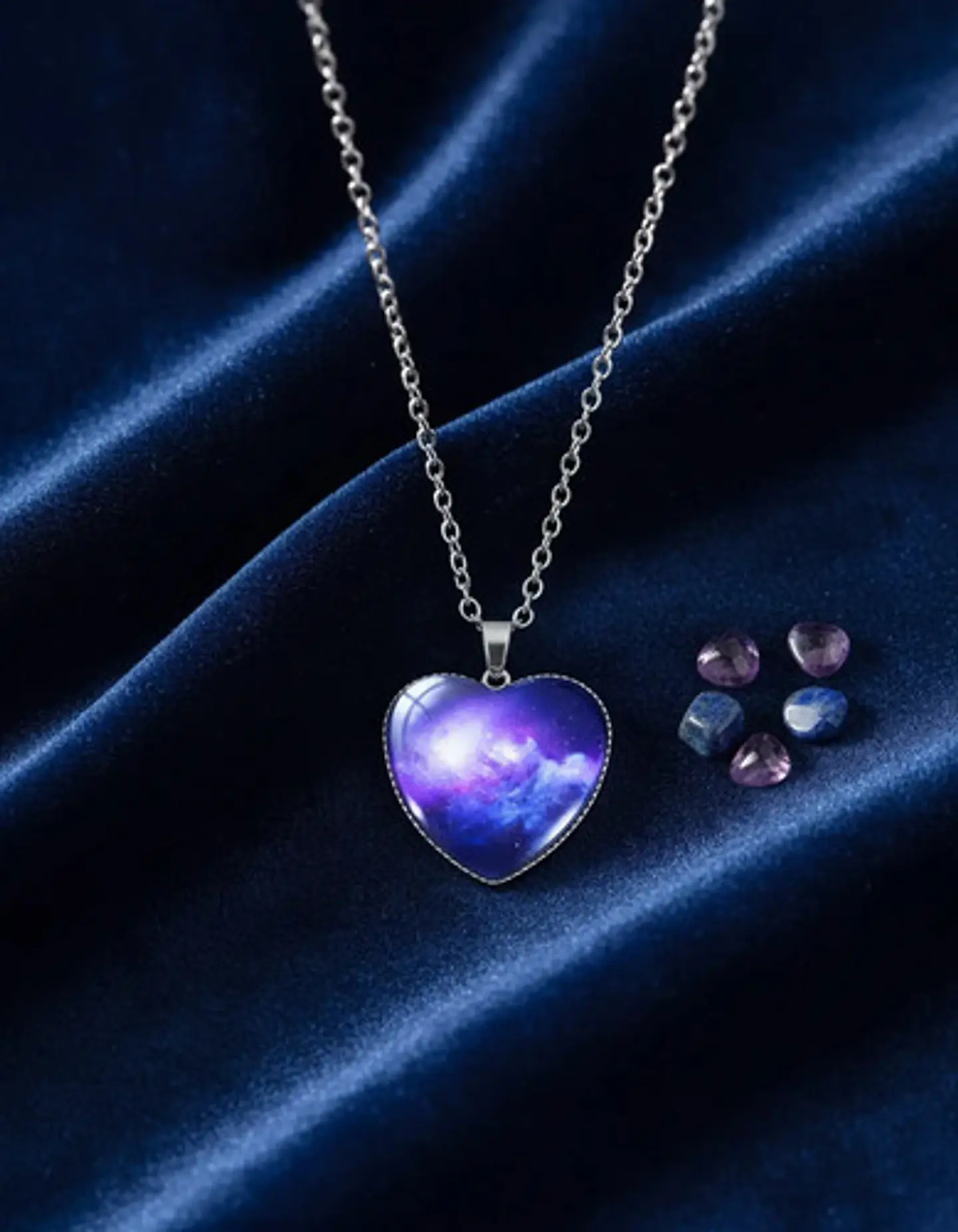 Collar Para Hombres Y Mujeres Dije Corazón Nebulosa Galaxia 5