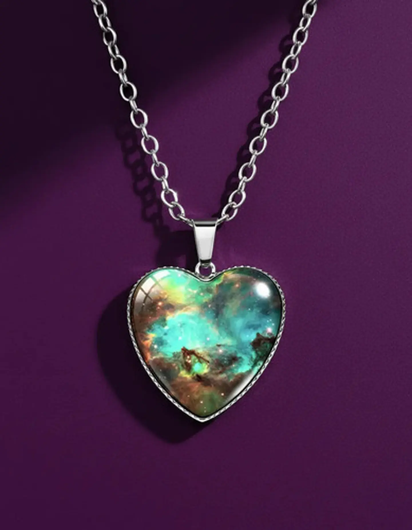 Collar Para Hombres Y Mujeres Dije Corazón Nebulosa Galaxia 10