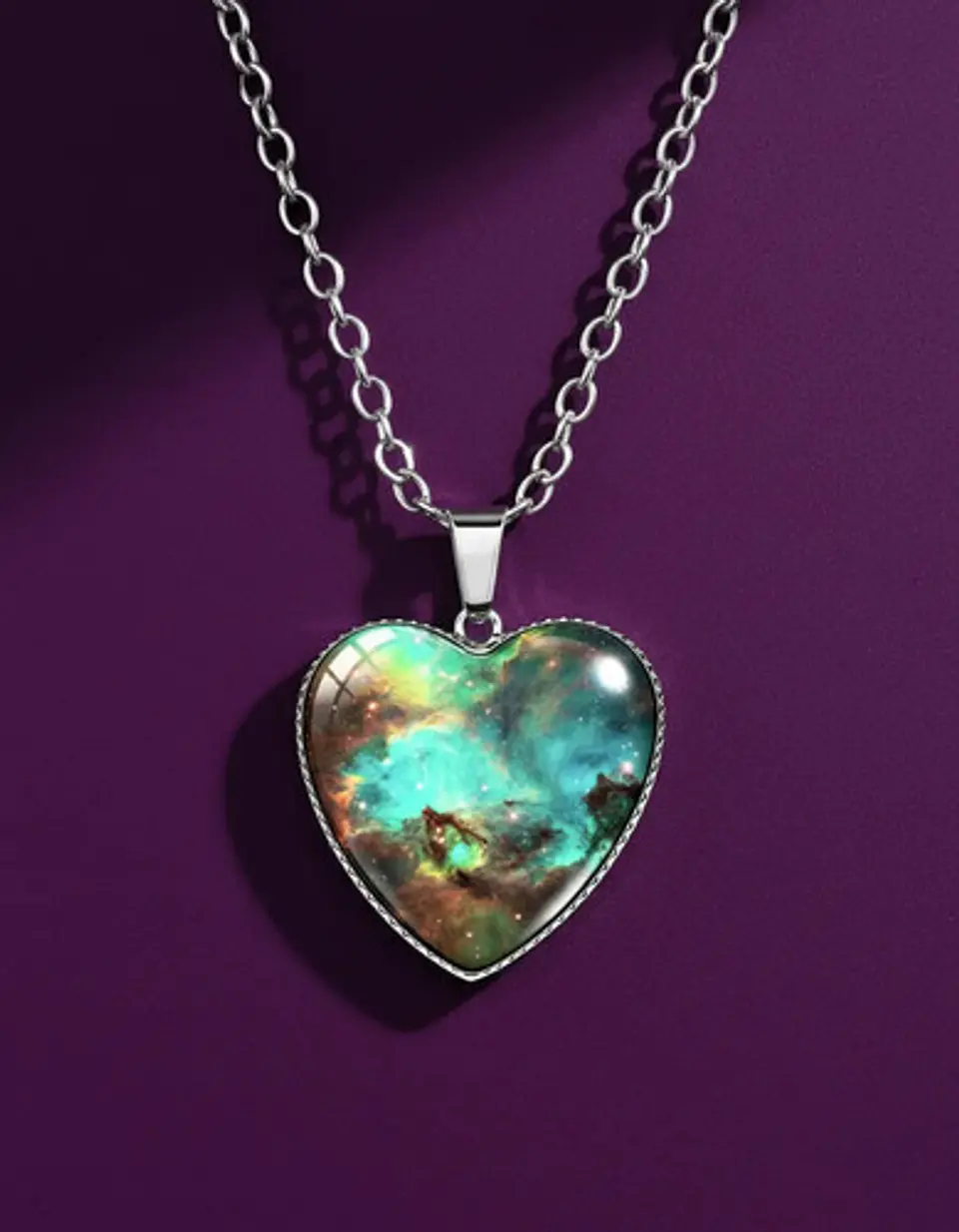Collar Para Hombres Y Mujeres Dije Corazón Nebulosa Galaxia 10
