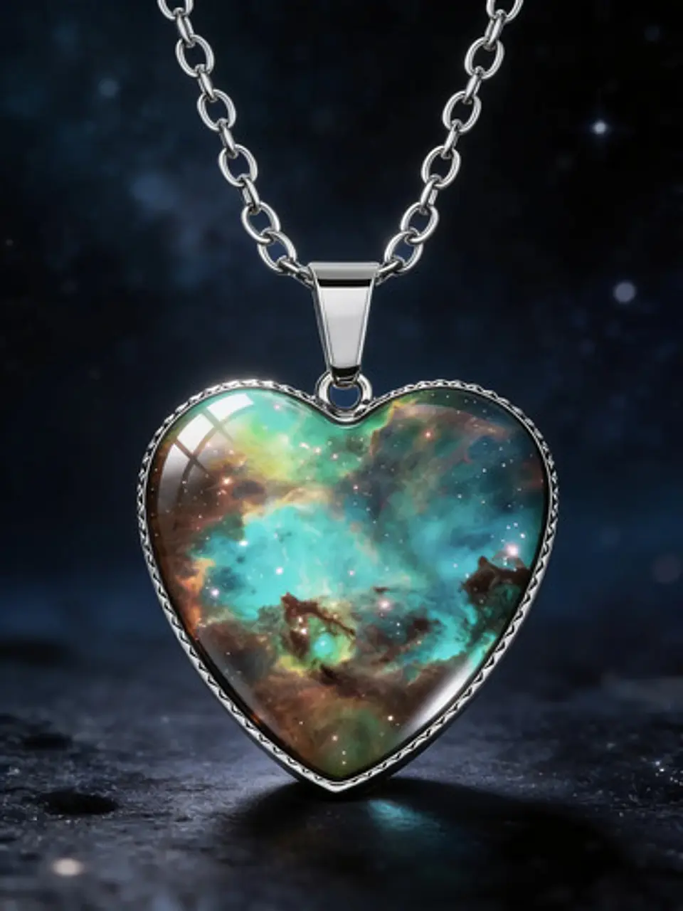 Collar Para Hombres Y Mujeres Dije Corazón Nebulosa Galaxia 13