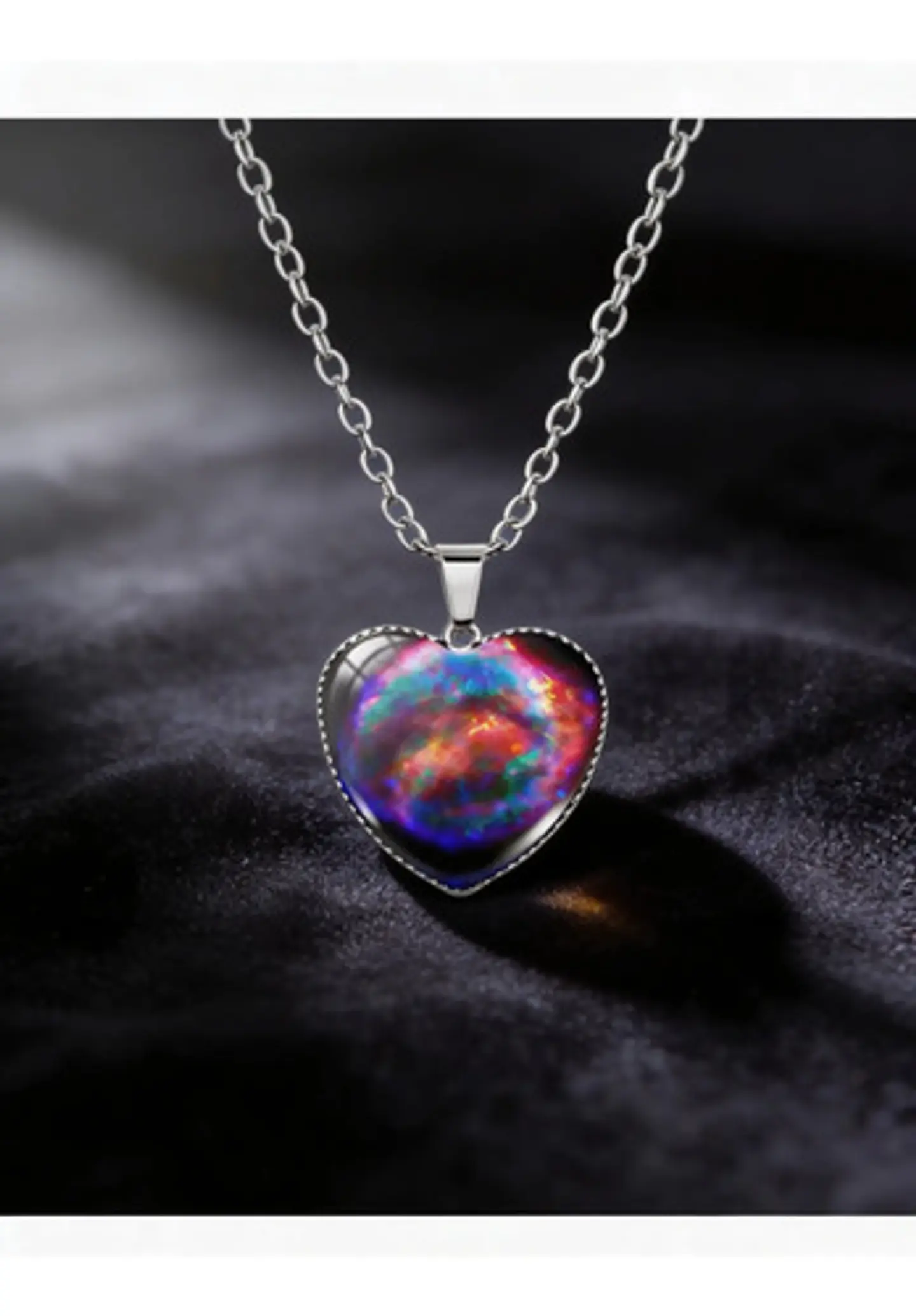 Collar Para Hombres Y Mujeres Dije Corazón Nebulosa Galaxia 27