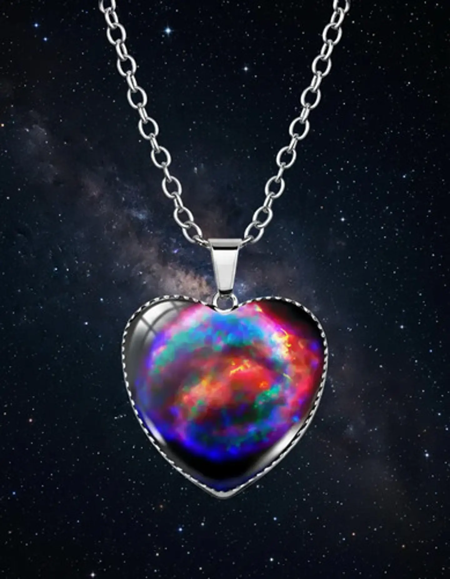 Collar Para Hombres Y Mujeres Dije Corazón Nebulosa Galaxia 28
