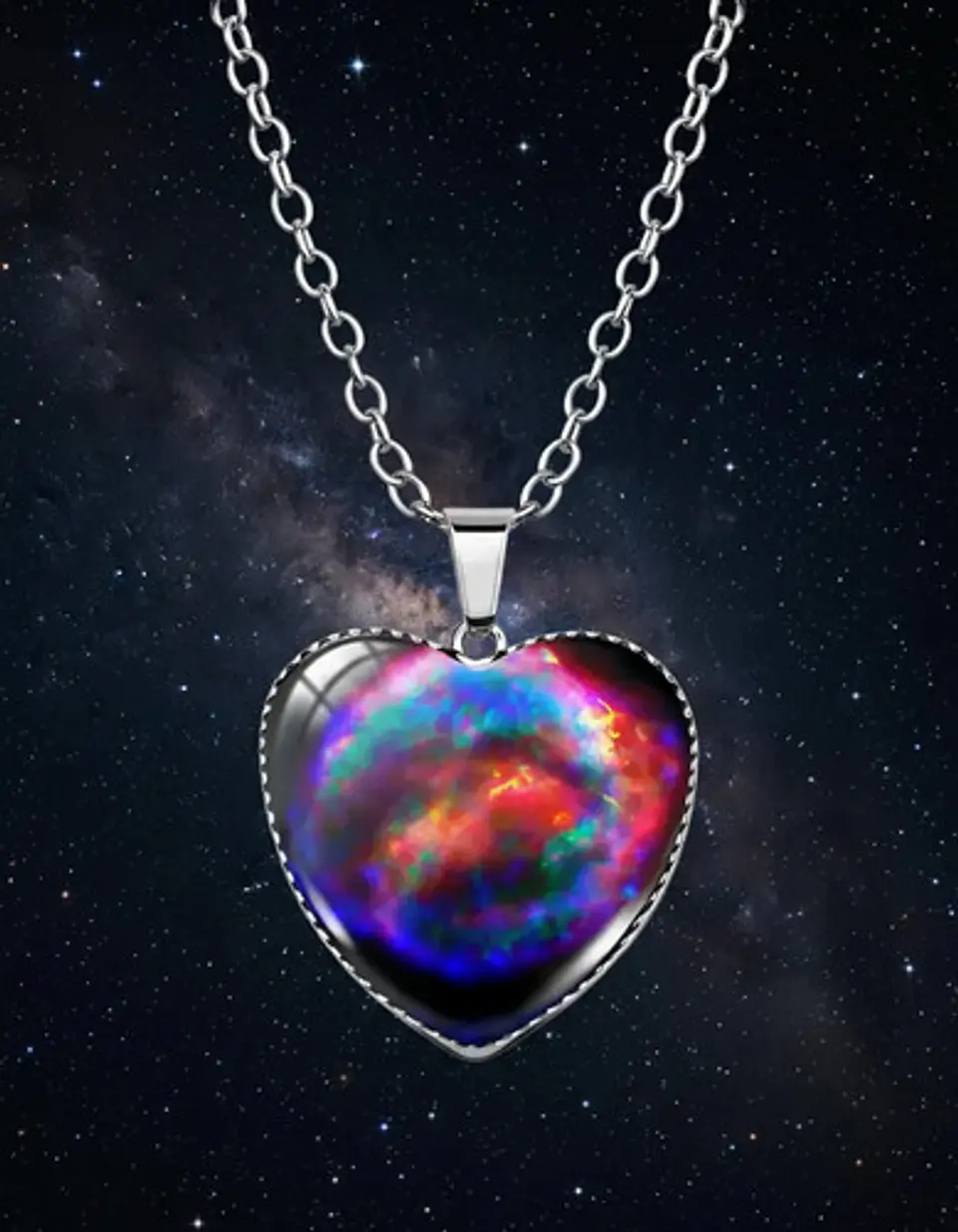 Collar Para Hombres Y Mujeres Dije Corazón Nebulosa Galaxia 28