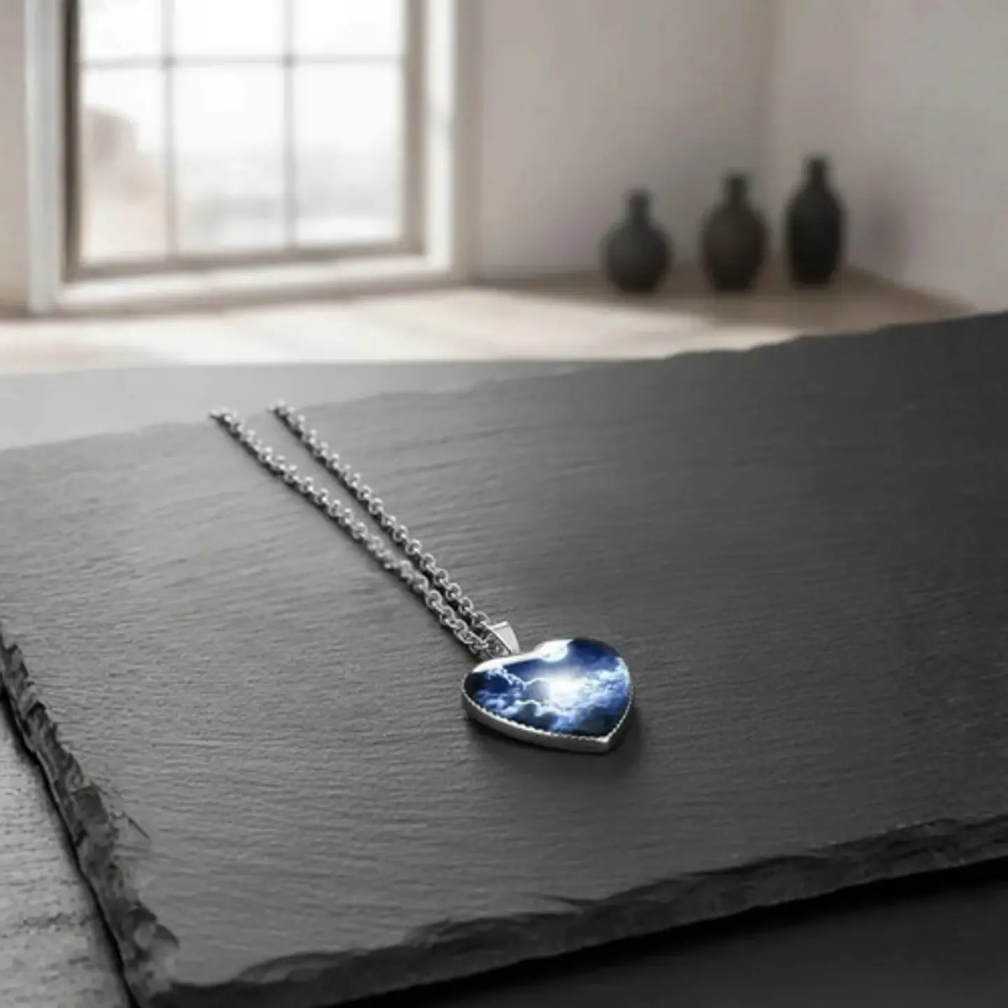 Collar Para Hombres Y Mujeres Dije Corazón Nebulosa Galaxia 33