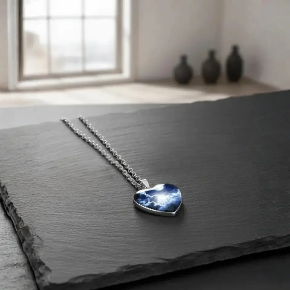 Collar Para Hombres Y Mujeres Dije Corazón Nebulosa Galaxia 33