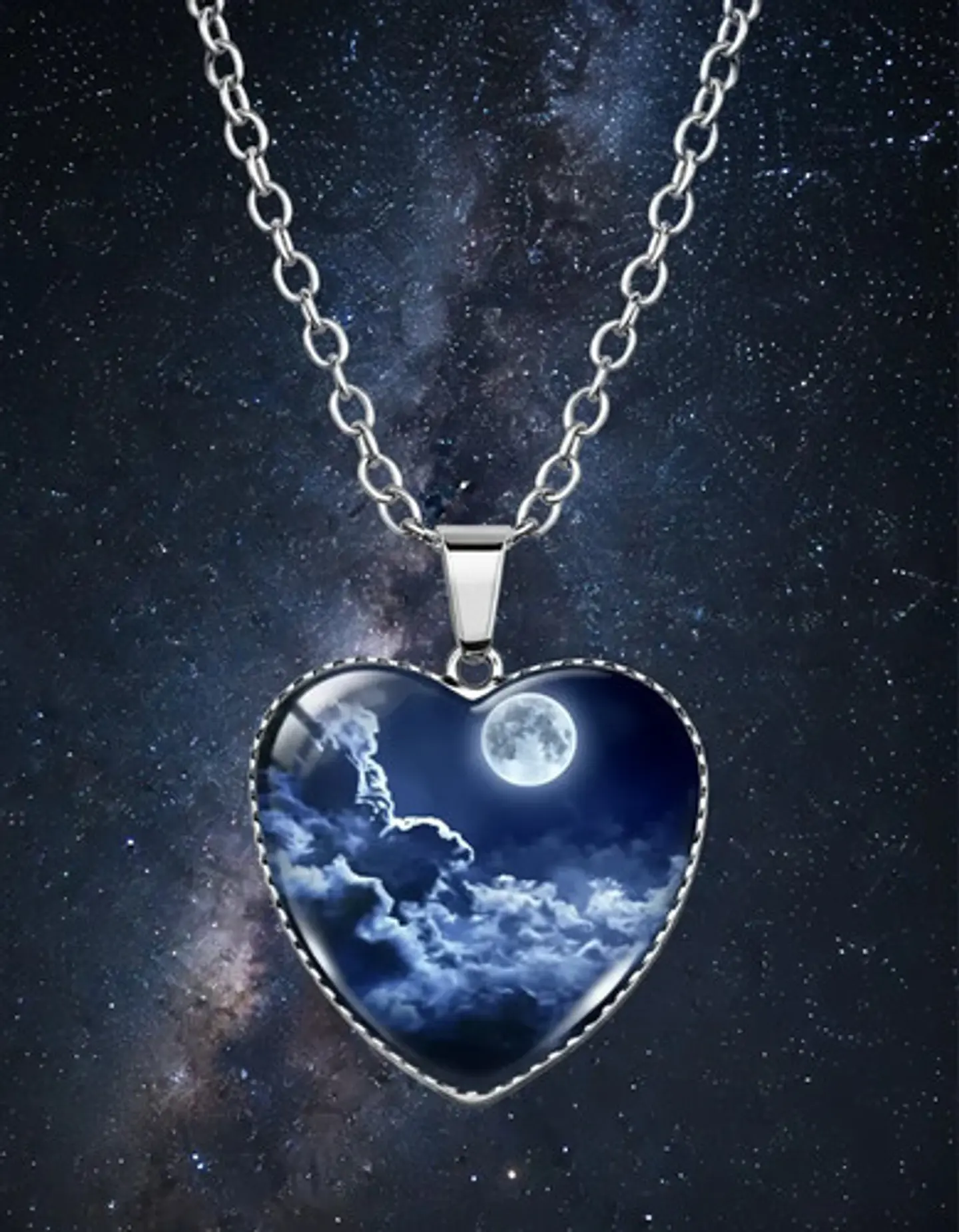Collar Para Hombres Y Mujeres Dije Corazón Nebulosa Galaxia 35