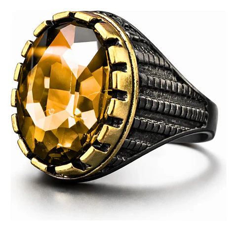 Anillo Moderno Clásico Para Hombre Y Mujer Piedra Azul Agua