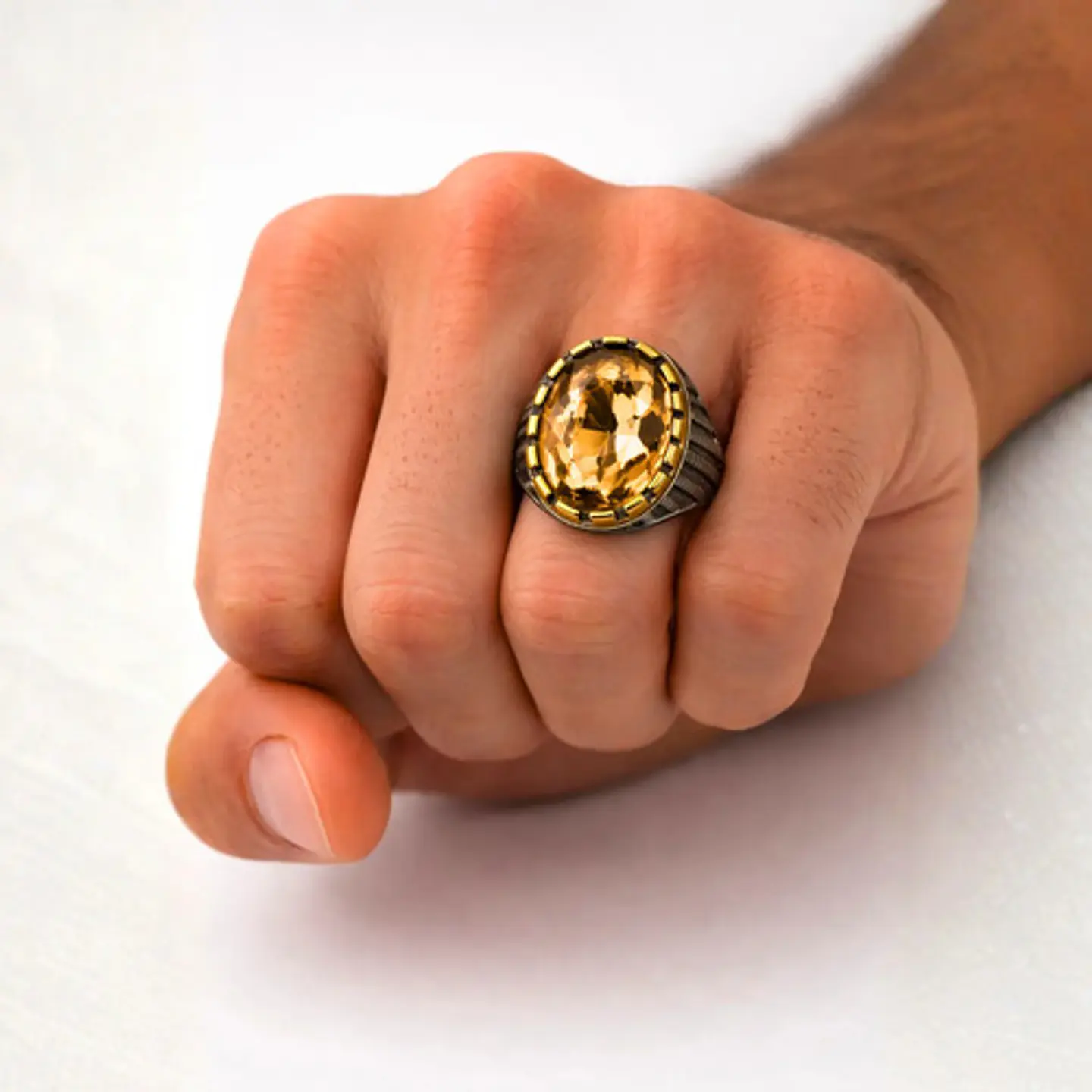 Anillo Moderno Clásico Para Hombre Y Mujer Piedra Azul Agua 5
