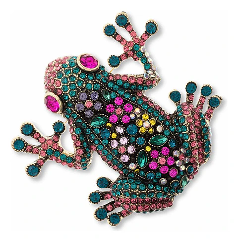 Broche De Alfiler Para Mujer Rana De Lujo Multicolor Piedras