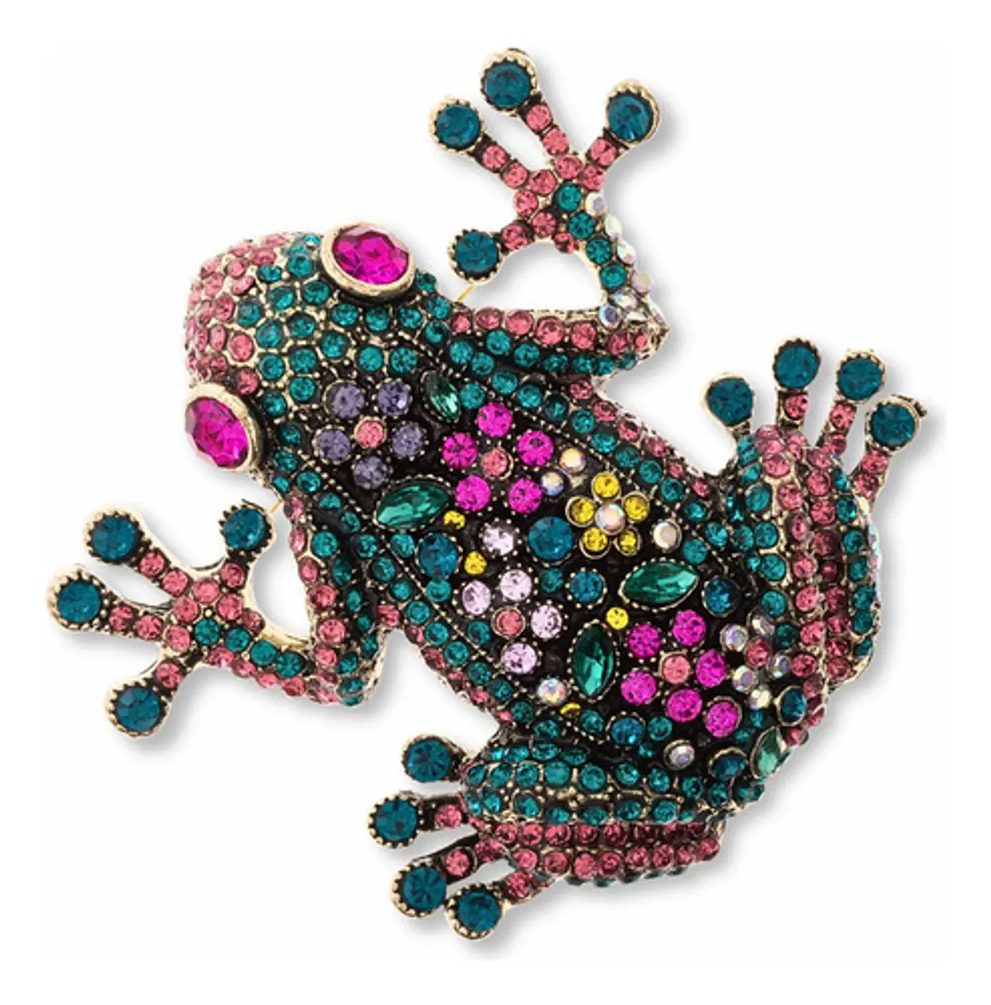 Broche De Alfiler Para Mujer Rana De Lujo Multicolor Piedras 1