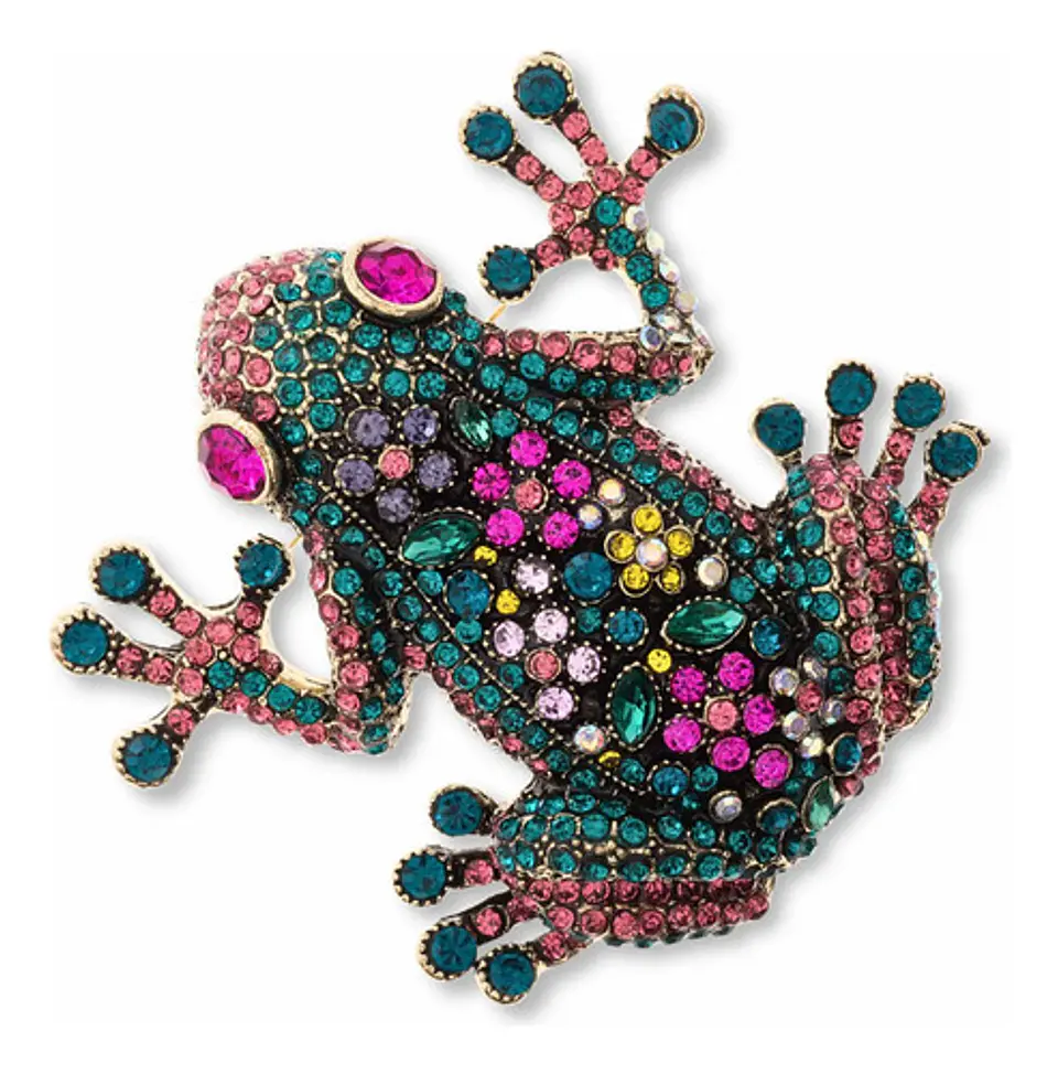Broche De Alfiler Para Mujer Rana De Lujo Multicolor Piedras 1