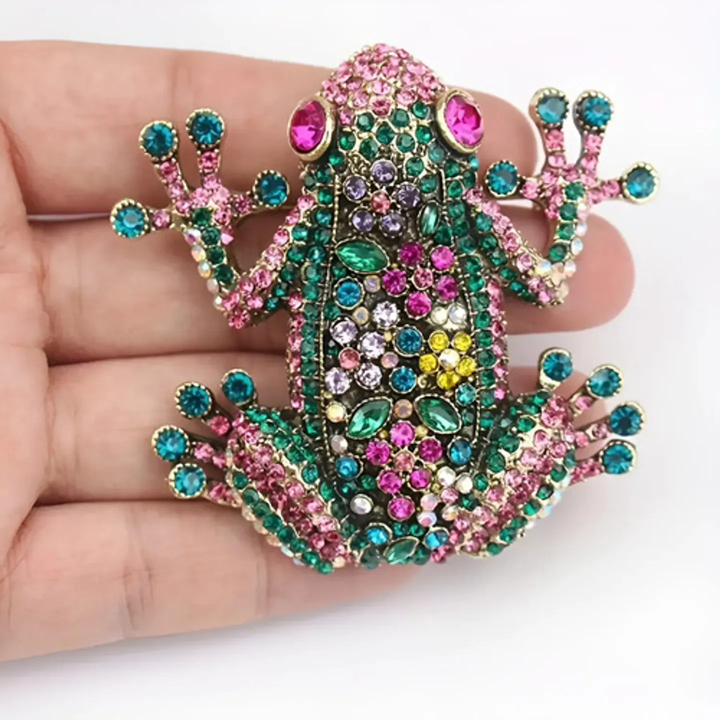 Broche De Alfiler Para Mujer Rana De Lujo Multicolor Piedras 2