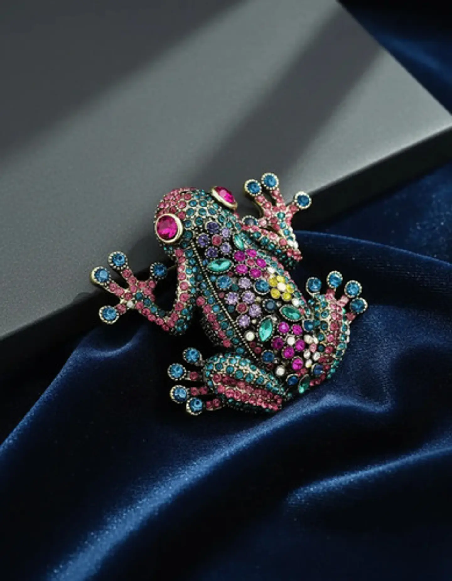 Broche De Alfiler Para Mujer Rana De Lujo Multicolor Piedras 6