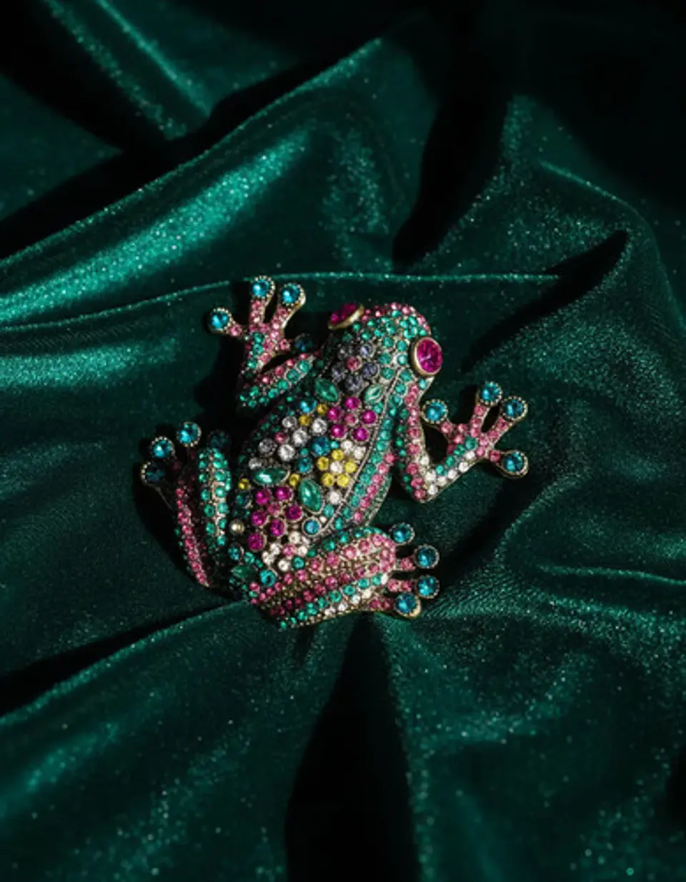 Broche De Alfiler Para Mujer Rana De Lujo Multicolor Piedras 8