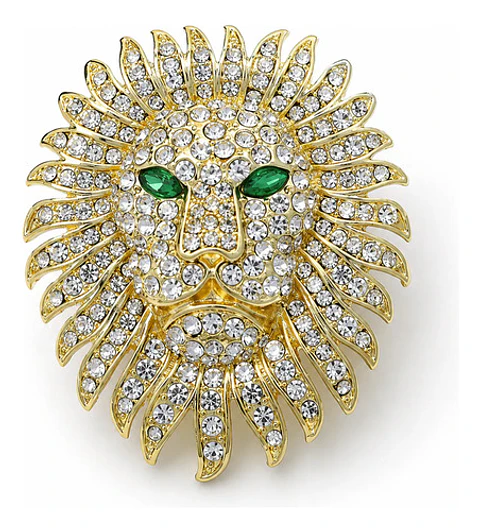 Broche De Alfiler Para Hombre Y Mujer León Imperial Cristal