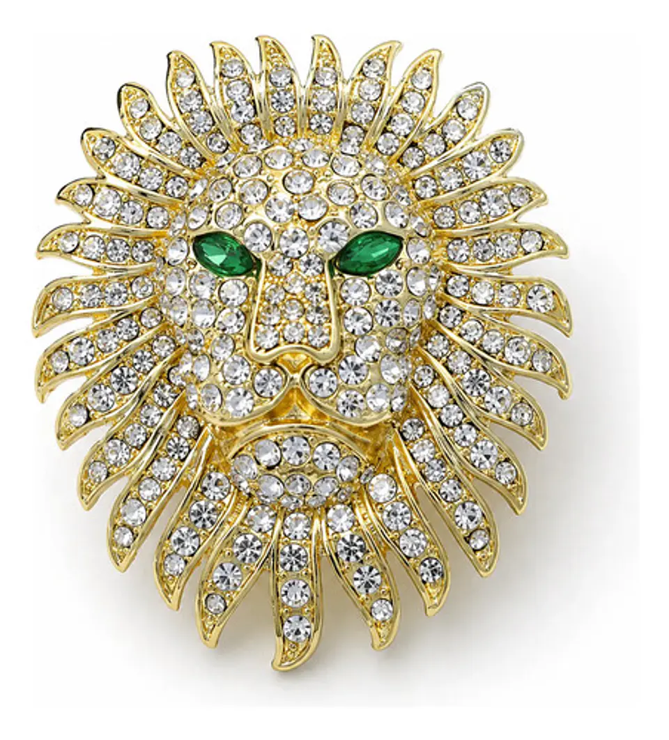 Broche De Alfiler Para Hombre Y Mujer León Imperial Cristal 1