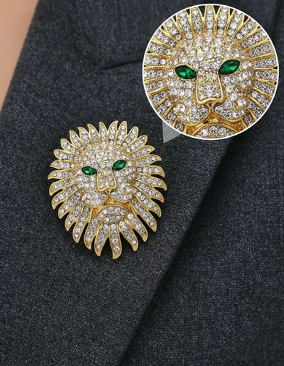 Broche De Alfiler Para Hombre Y Mujer León Imperial Cristal 7