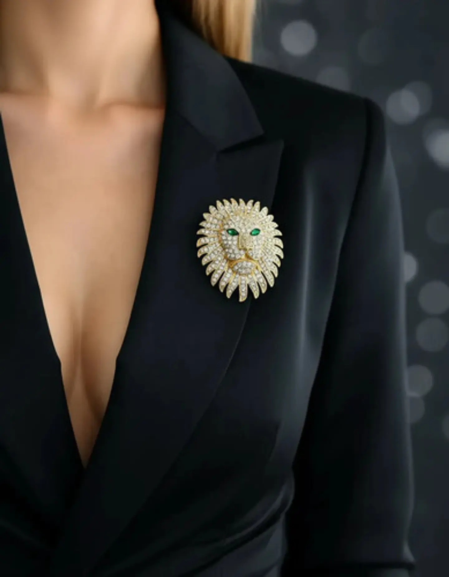 Broche De Alfiler Para Hombre Y Mujer León Imperial Cristal 9
