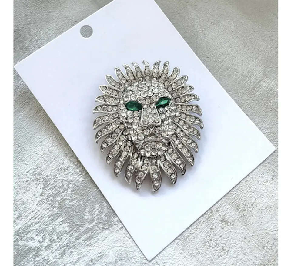Broche De Alfiler Para Hombre Y Mujer León Imperial Cristal 13