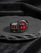 Anillo Moderno Negro Para Mujeres Sello Con Halo Piedras Cz - Miniatura 4