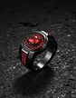 Anillo Moderno Negro Para Mujeres Sello Con Halo Piedras Cz - Miniatura 8