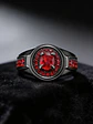 Anillo Moderno Negro Para Mujeres Sello Con Halo Piedras Cz - Miniatura 9