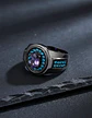 Anillo Moderno Negro Para Mujeres Sello Con Halo Piedras Cz - Miniatura 15