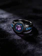Anillo Moderno Negro Para Mujeres Sello Con Halo Piedras Cz - Miniatura 16