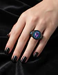 Anillo Moderno Negro Para Mujeres Sello Con Halo Piedras Cz - Miniatura 17