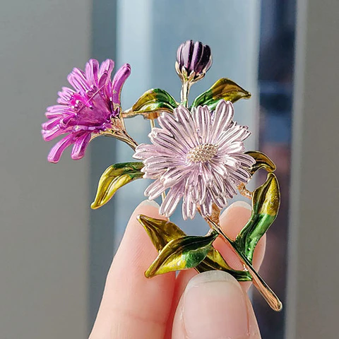 Broche De Alfiler Para Mujeres Floral Esmaltada Margarita