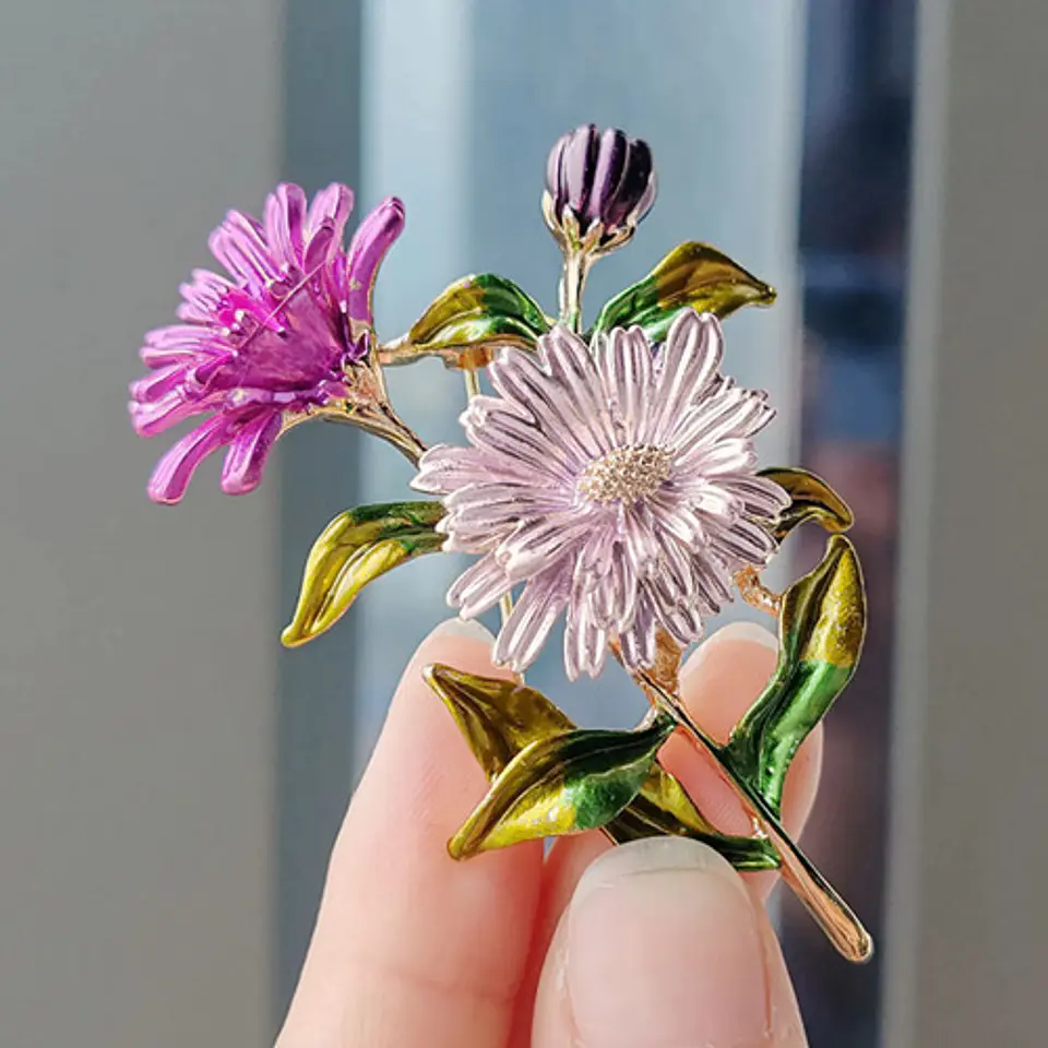 Broche De Alfiler Para Mujeres Floral Esmaltada Margarita 2