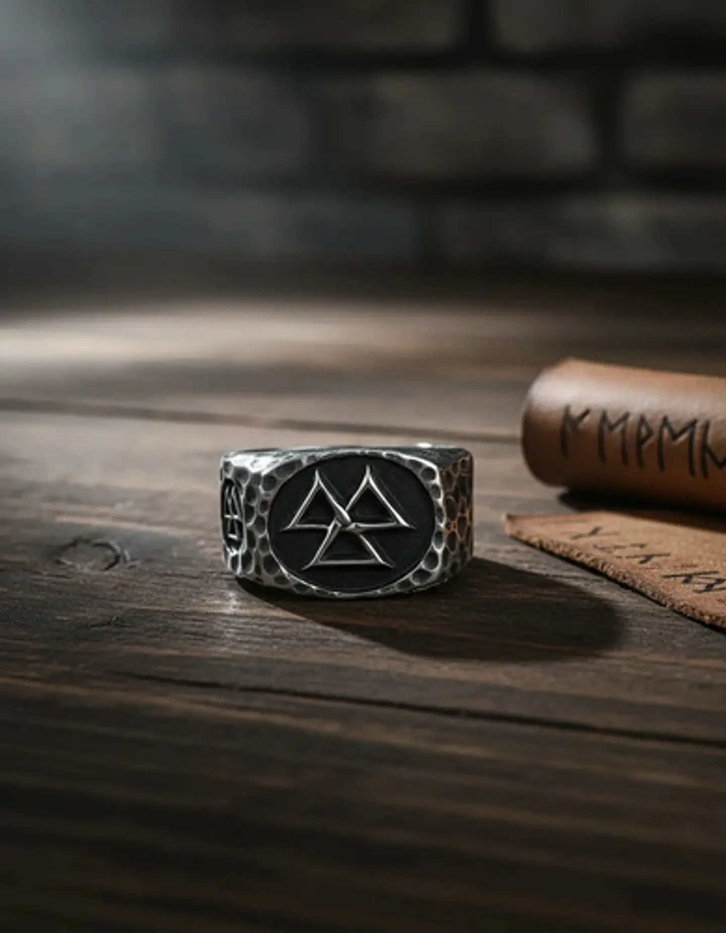 Anillo Vikingo De Acero Para Hombre Con Valknut Ægishjálmur 6