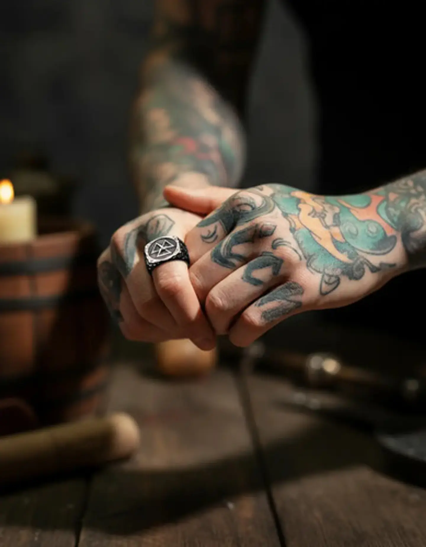 Anillo Vikingo De Acero Para Hombre Con Valknut Ægishjálmur 7