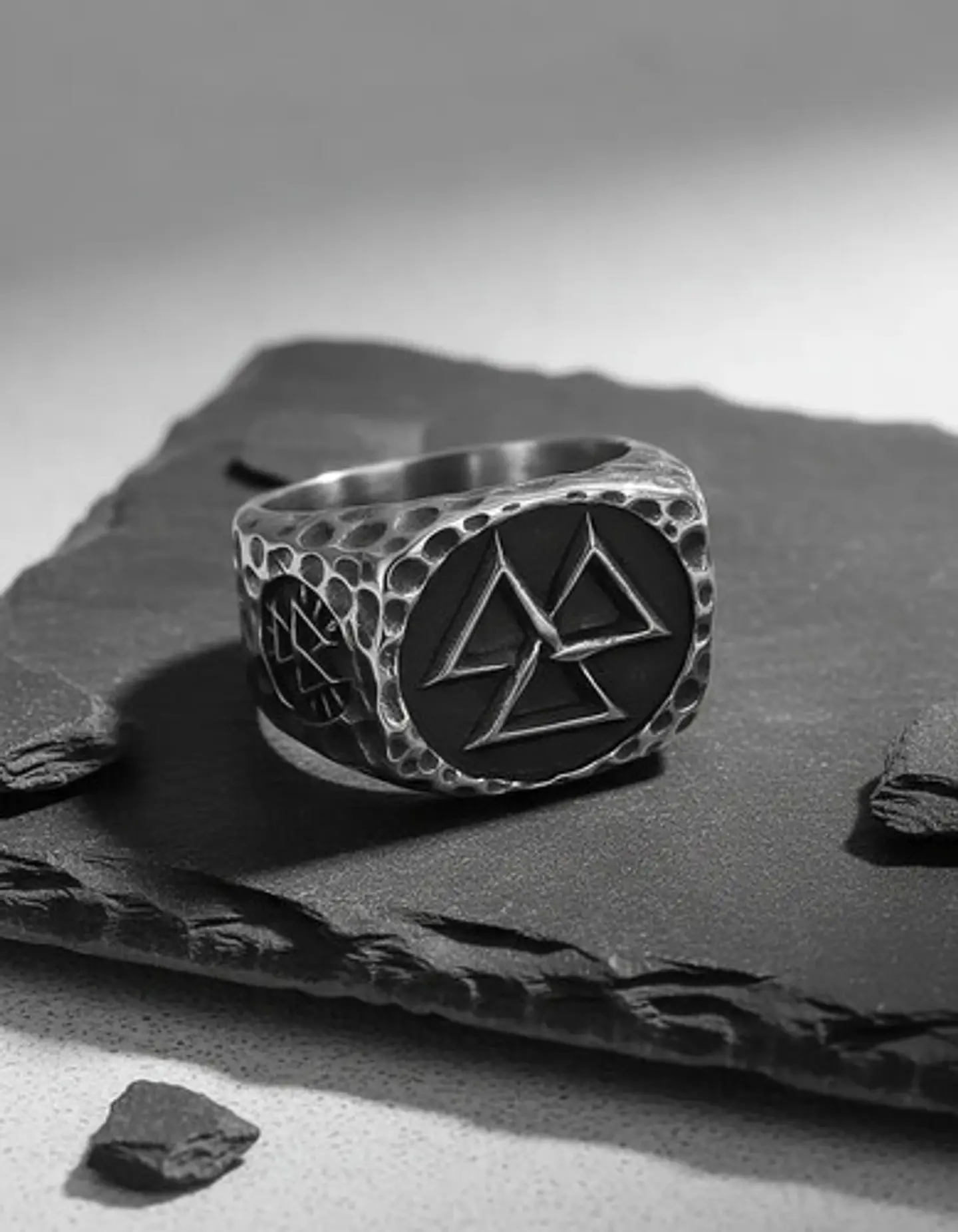 Anillo Vikingo De Acero Para Hombre Con Valknut Ægishjálmur 9