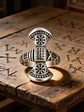 Anillo Para Hombres Vikingo De Acero Color Plata Halo Hacha - Miniatura 4