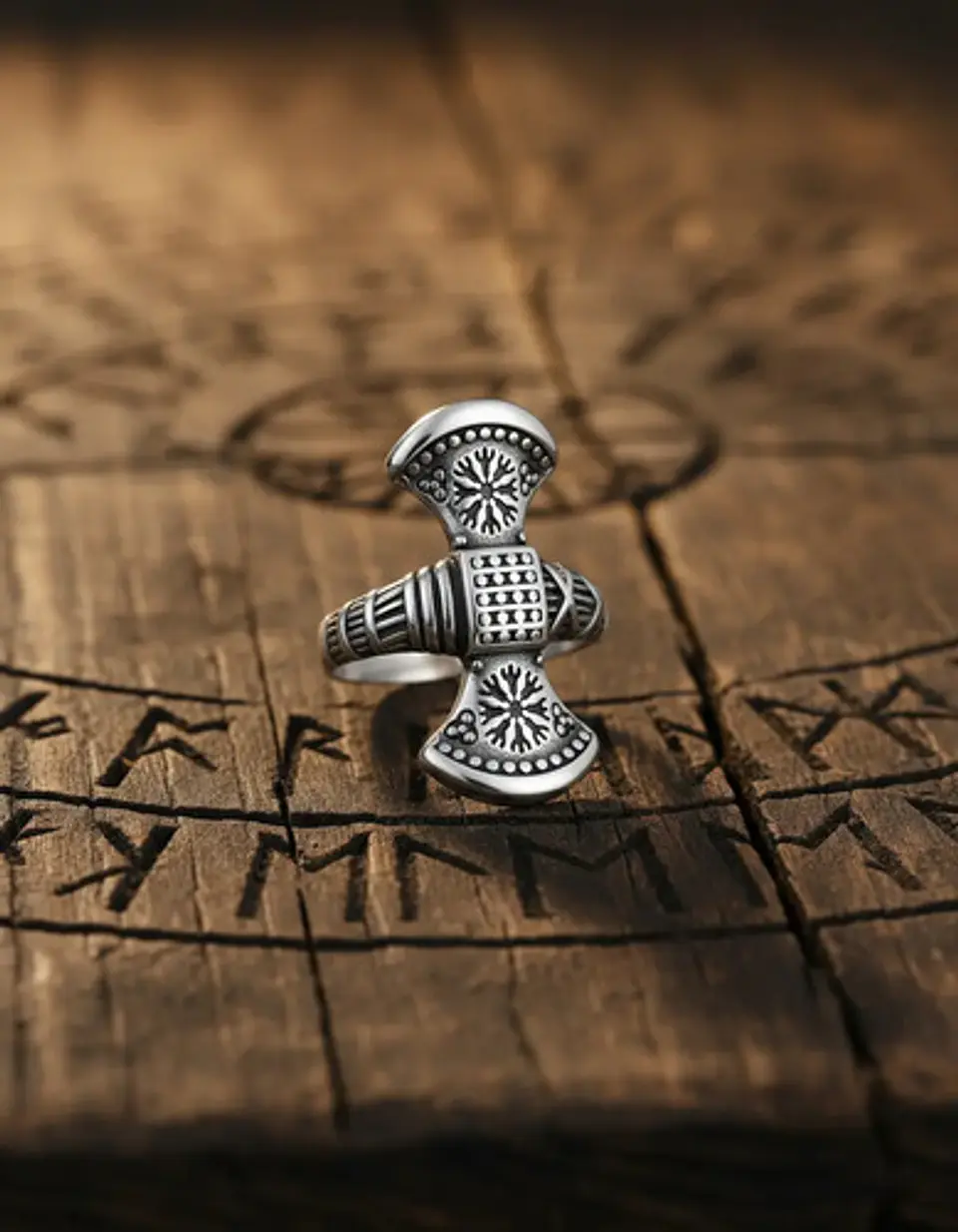 Anillo Para Hombres Vikingo De Acero Color Plata Halo Hacha 5