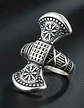 Anillo Para Hombres Vikingo De Acero Color Plata Halo Hacha - Miniatura 7