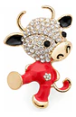 Broche Para Mujeres De Alfiler Vaca Kawaii Esmaltada Piedras - Miniatura 1