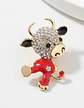 Broche Para Mujeres De Alfiler Vaca Kawaii Esmaltada Piedras - Miniatura 2