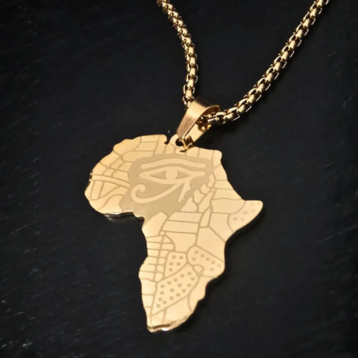 Collar De Acero Para Hombre Y Mujer Dije África Ojo De Horus 10